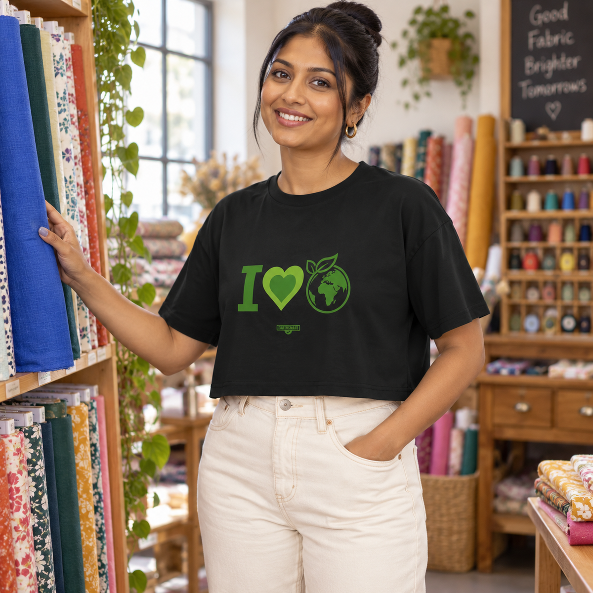 EARTHSMART CROP TOP - 'I LOVE EARTH' — Eco-Friendly - 100% Cotton.