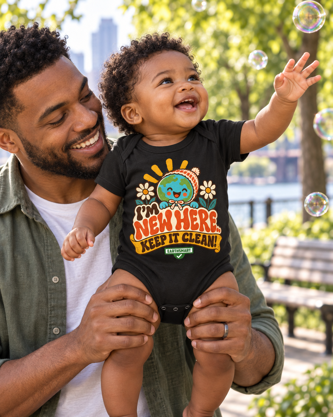EARTHSMART BABY BODYSUIT — I'M NEW HERE, KEEP IT CLEAN -  ECO-FRIENDLY ORGANIC ONESIE (UNISEX) (0 - 18 MONTHS)