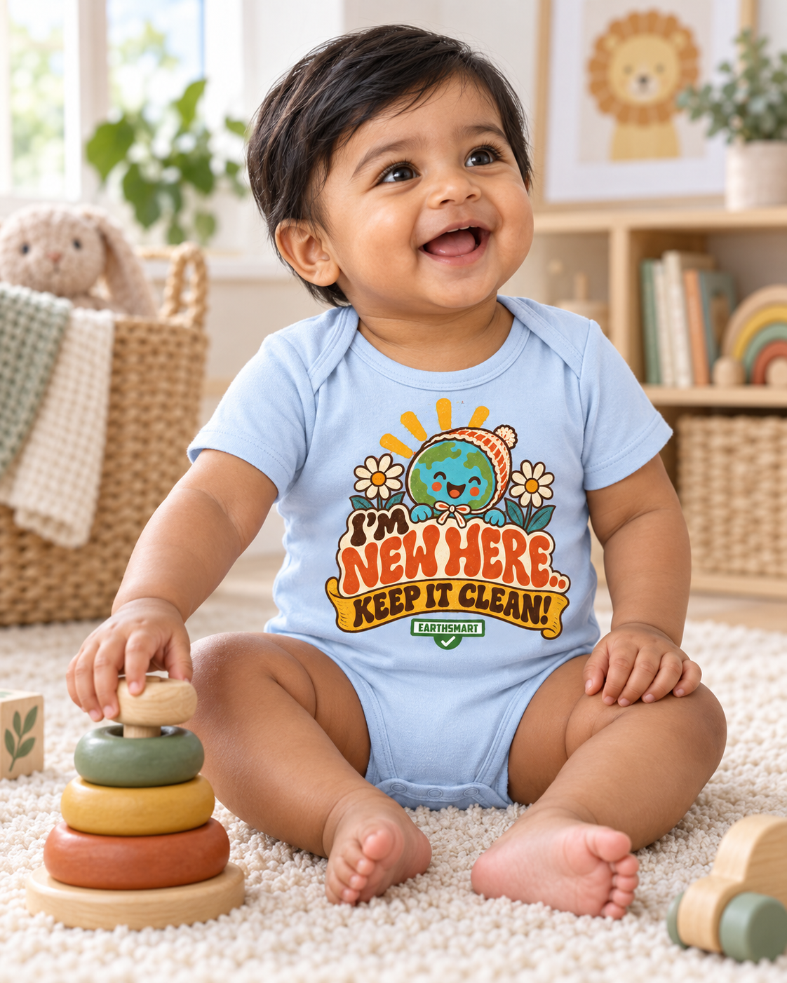 EARTHSMART BABY BODYSUIT — I'M NEW HERE, KEEP IT CLEAN -  ECO-FRIENDLY ORGANIC ONESIE (UNISEX) (0 - 18 MONTHS)