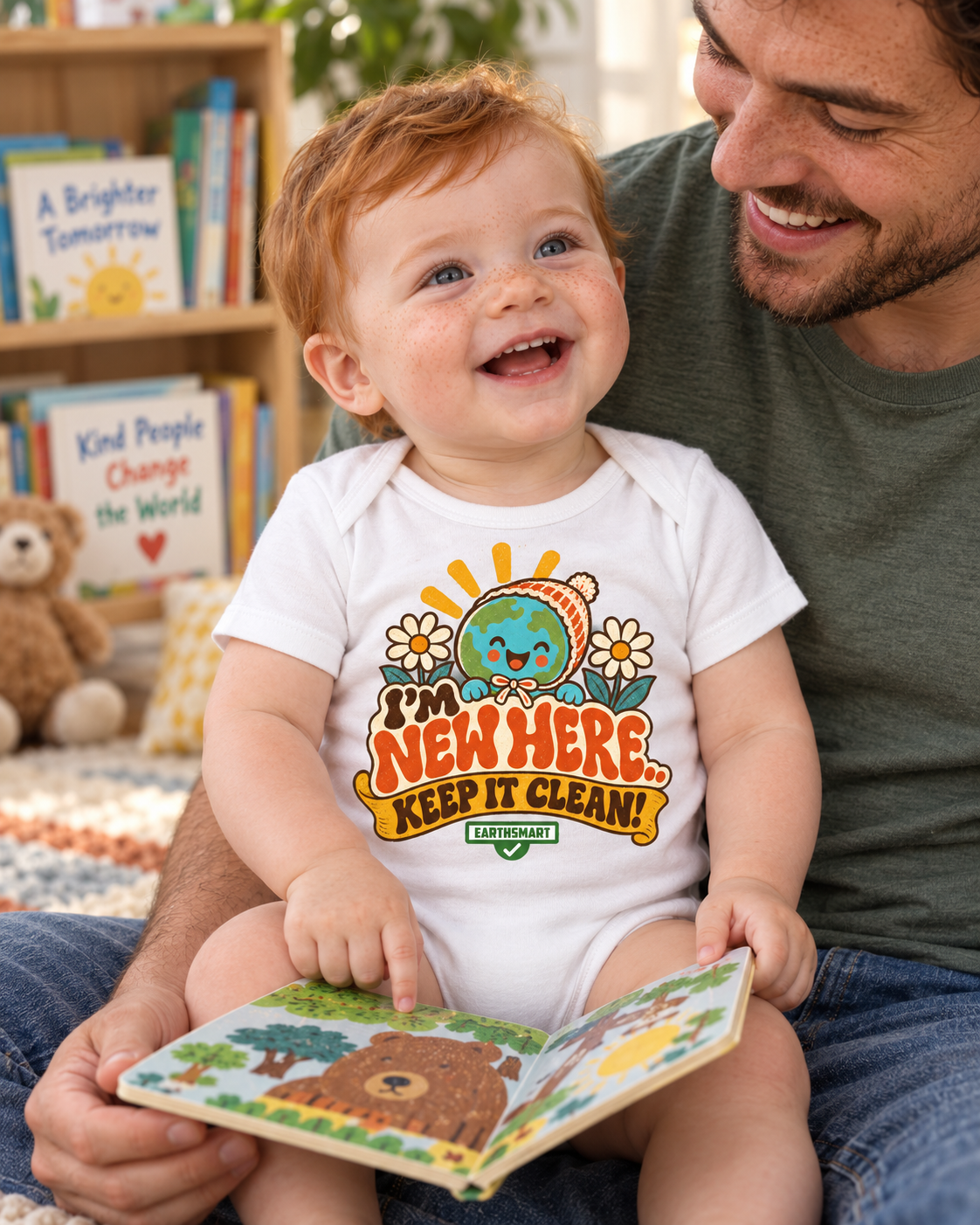 EARTHSMART BABY BODYSUIT — I'M NEW HERE, KEEP IT CLEAN -  ECO-FRIENDLY ORGANIC ONESIE (UNISEX) (0 - 18 MONTHS)