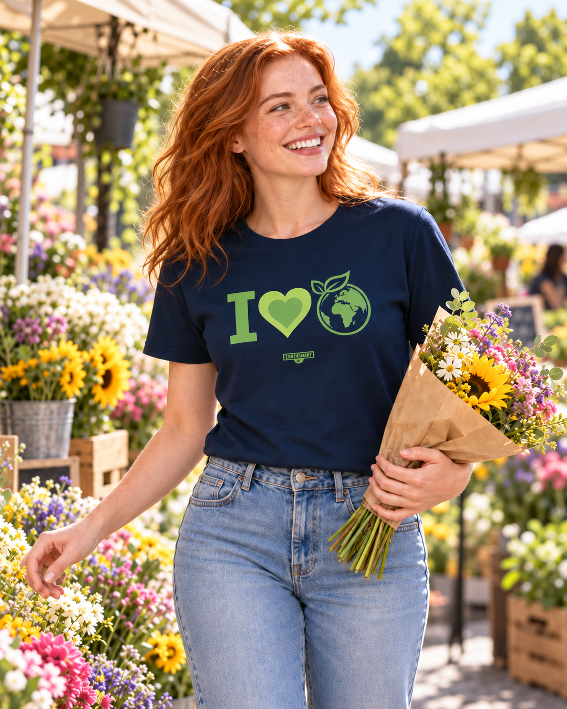 EARTHSMART 'I LOVE EARTH' TEE - ORGANIC 100% COTTON T-SHIRT.