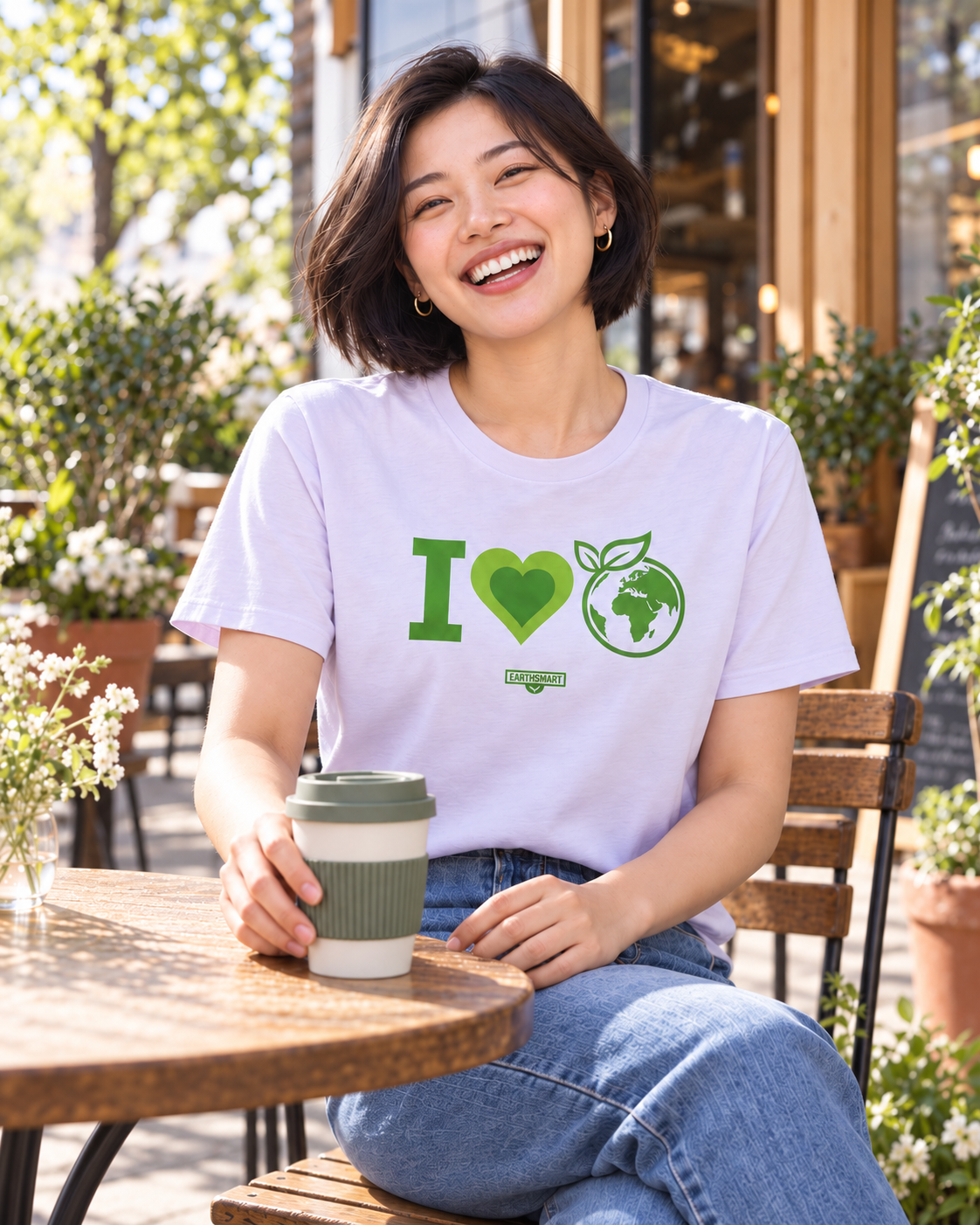 EARTHSMART 'I LOVE EARTH' TEE - ORGANIC 100% COTTON T-SHIRT.