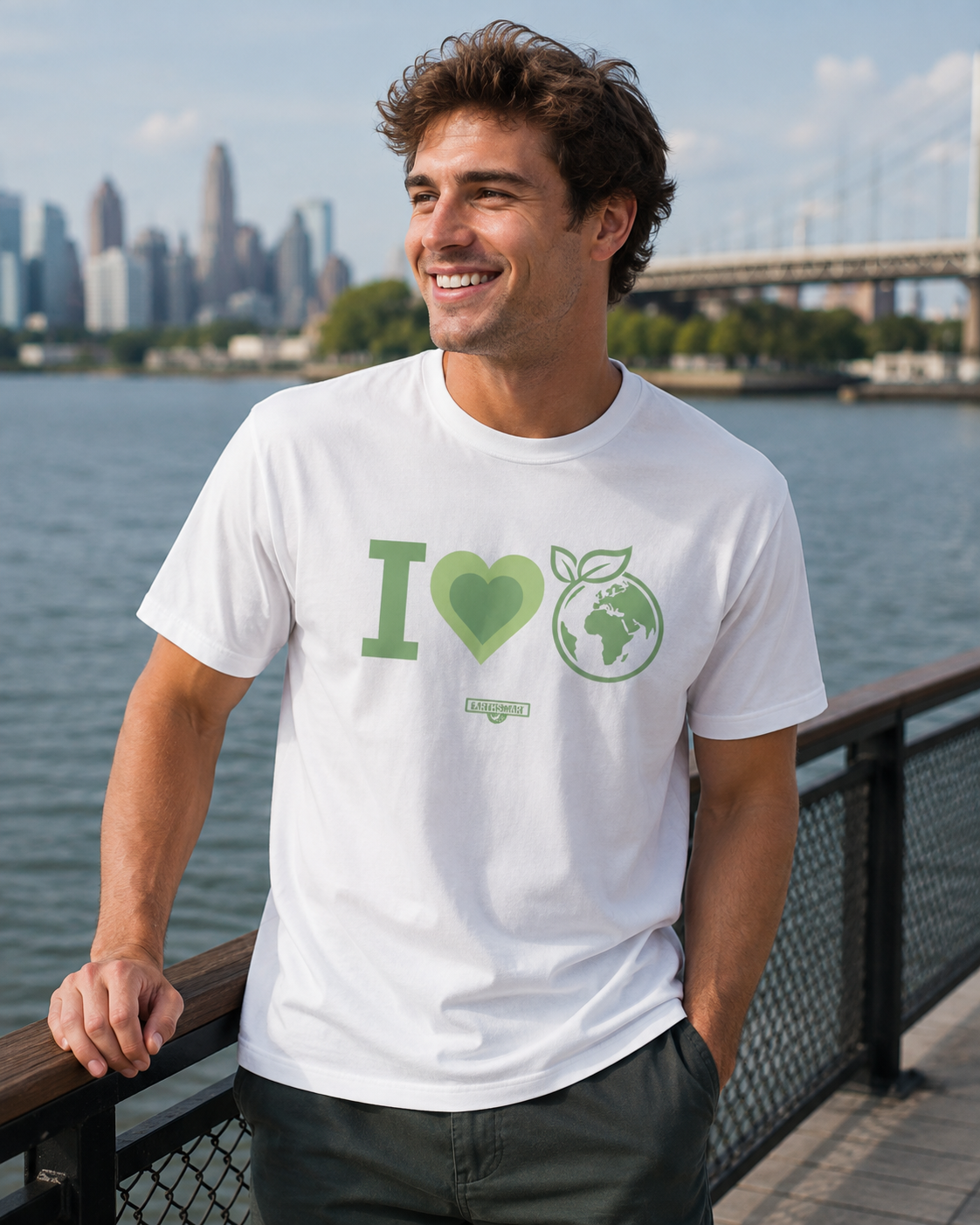 EARTHSMART 'I LOVE EARTH' ORGANIC 100% COTTON T-SHIRT.