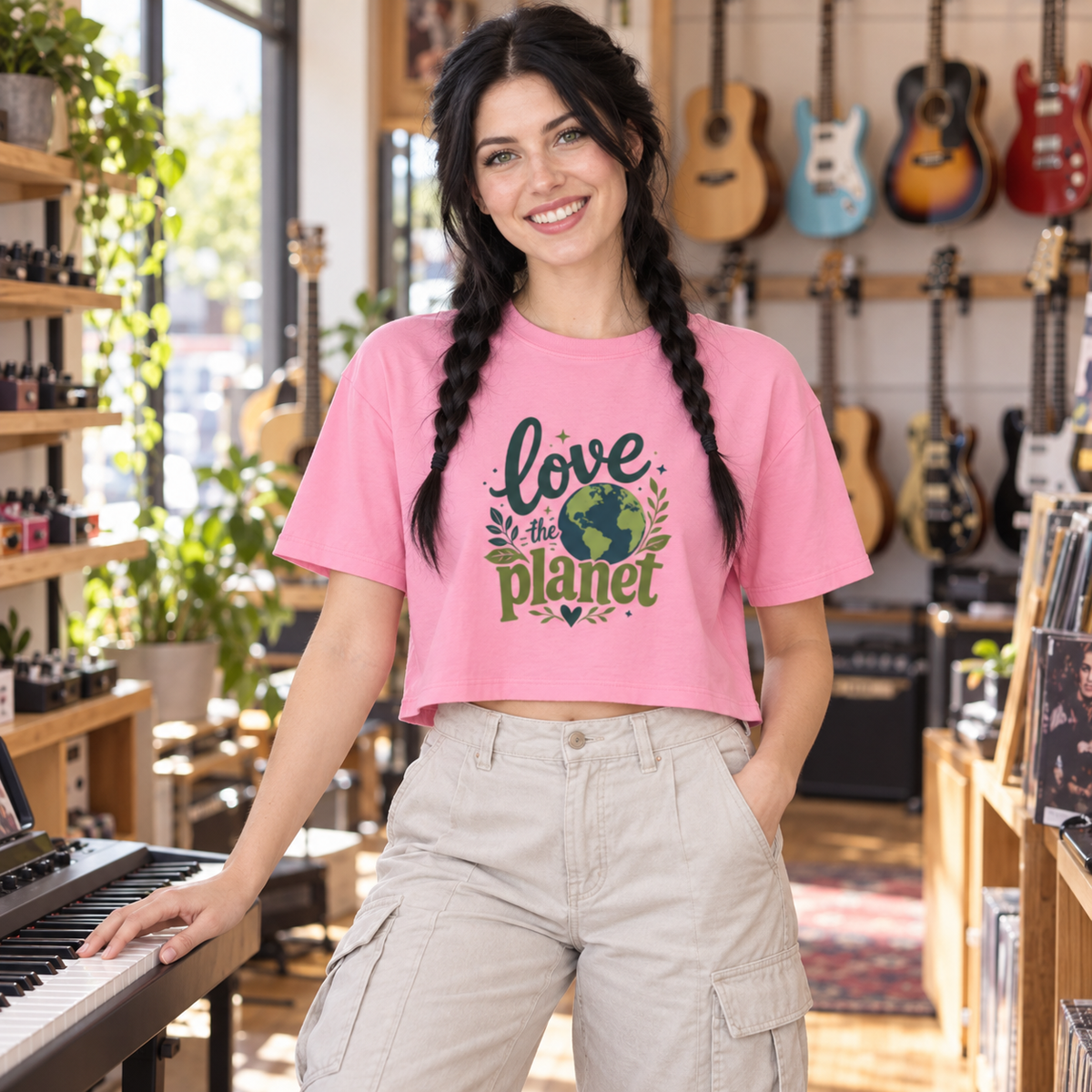 EARTHSMART CROP TOP - 'LOVE THE PLANET' — Eco-Friendly - 100% Cotton.