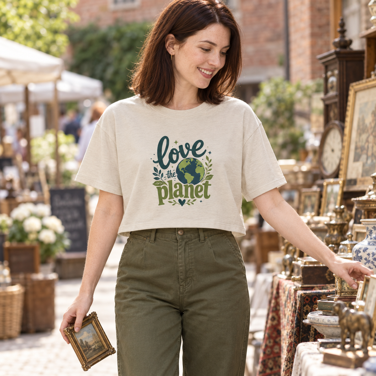 EARTHSMART CROP TOP - 'LOVE THE PLANET' — Eco-Friendly - 100% Cotton.