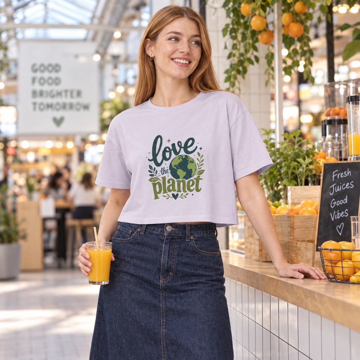 EARTHSMART CROP TOP - 'LOVE THE PLANET' — Eco-Friendly - 100% Cotton.