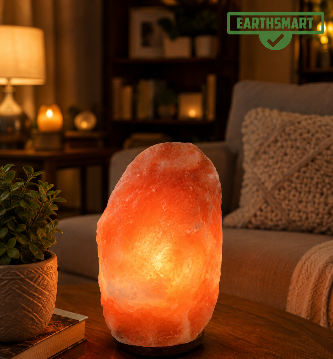 INDUS VALLEY PINK SALT LAMP - (CLASSIC). A Beautifully hand crafted organic piece of home décor. Himalayan Pink Salt Lamp.
