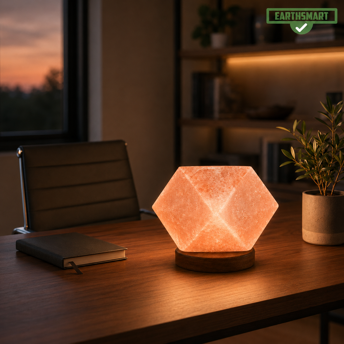 INDUS VALLEY PINK SALT LAMP - (DIAMOND SHAPE). A Beautifully hand crafted organic piece of home décor. Himalayan Pink Salt Lamp.