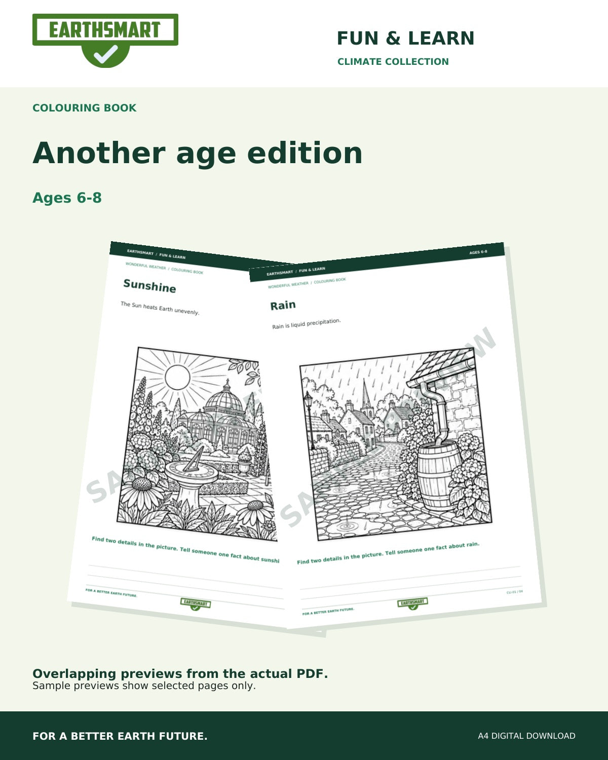 Earthsmart Wonderful Weather Colouring Book: another age edition, watermarked overlapping samples of the actual PDF