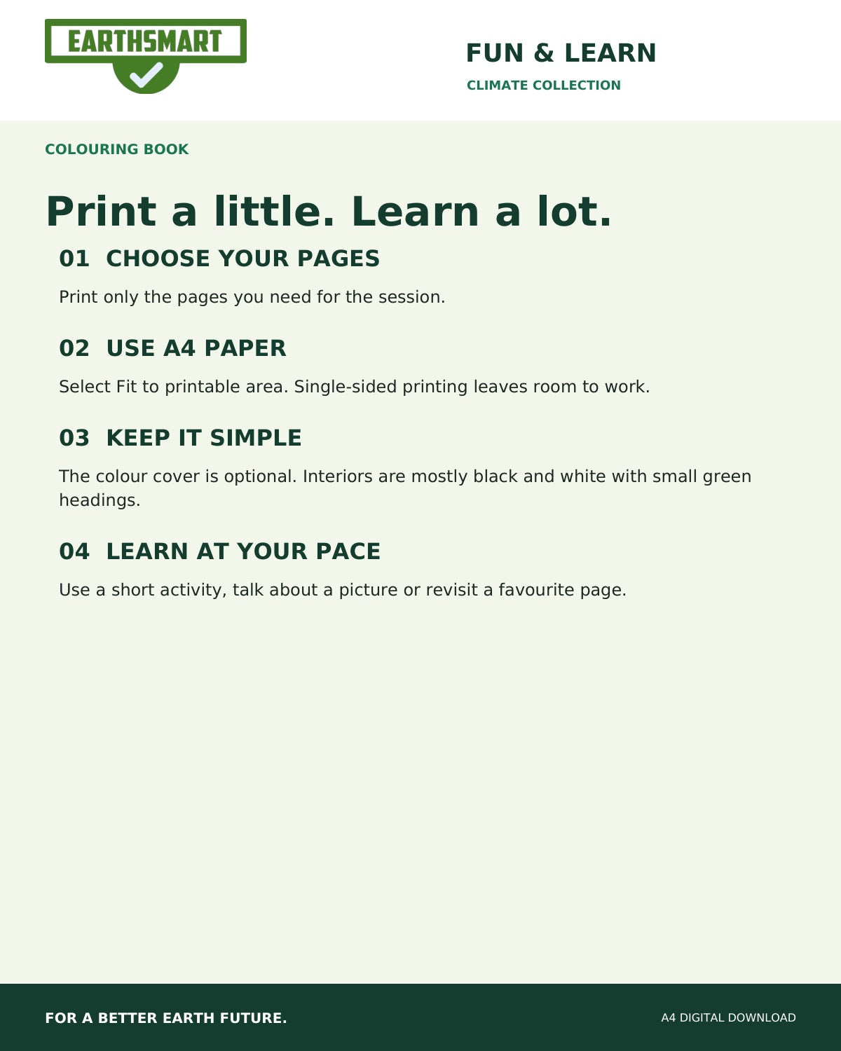Earthsmart Wonderful Weather Colouring Book: print a little. learn a lot.