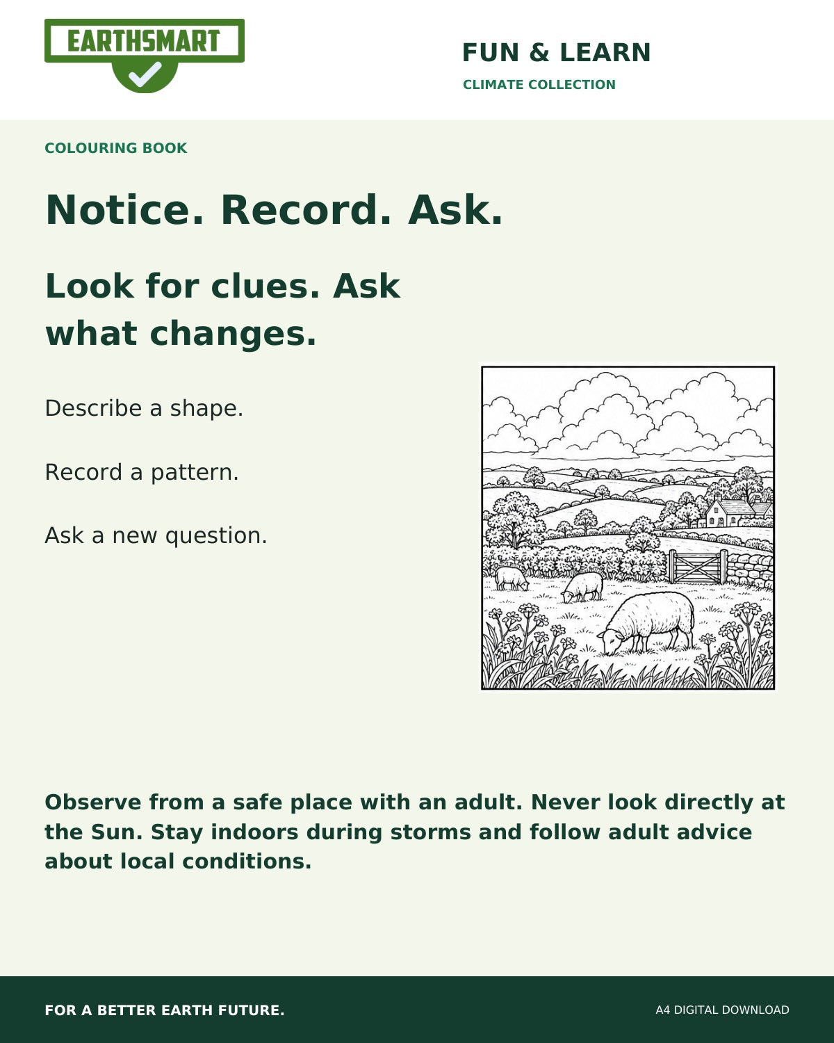 Earthsmart Wonderful Weather Colouring Book: notice. record. ask.