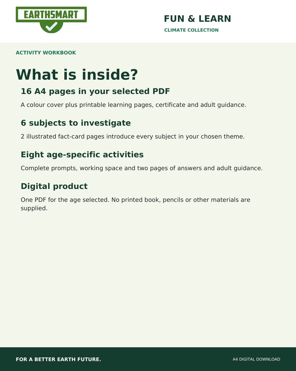 Earthsmart Wonderful Weather Activity Workbook: what is inside?