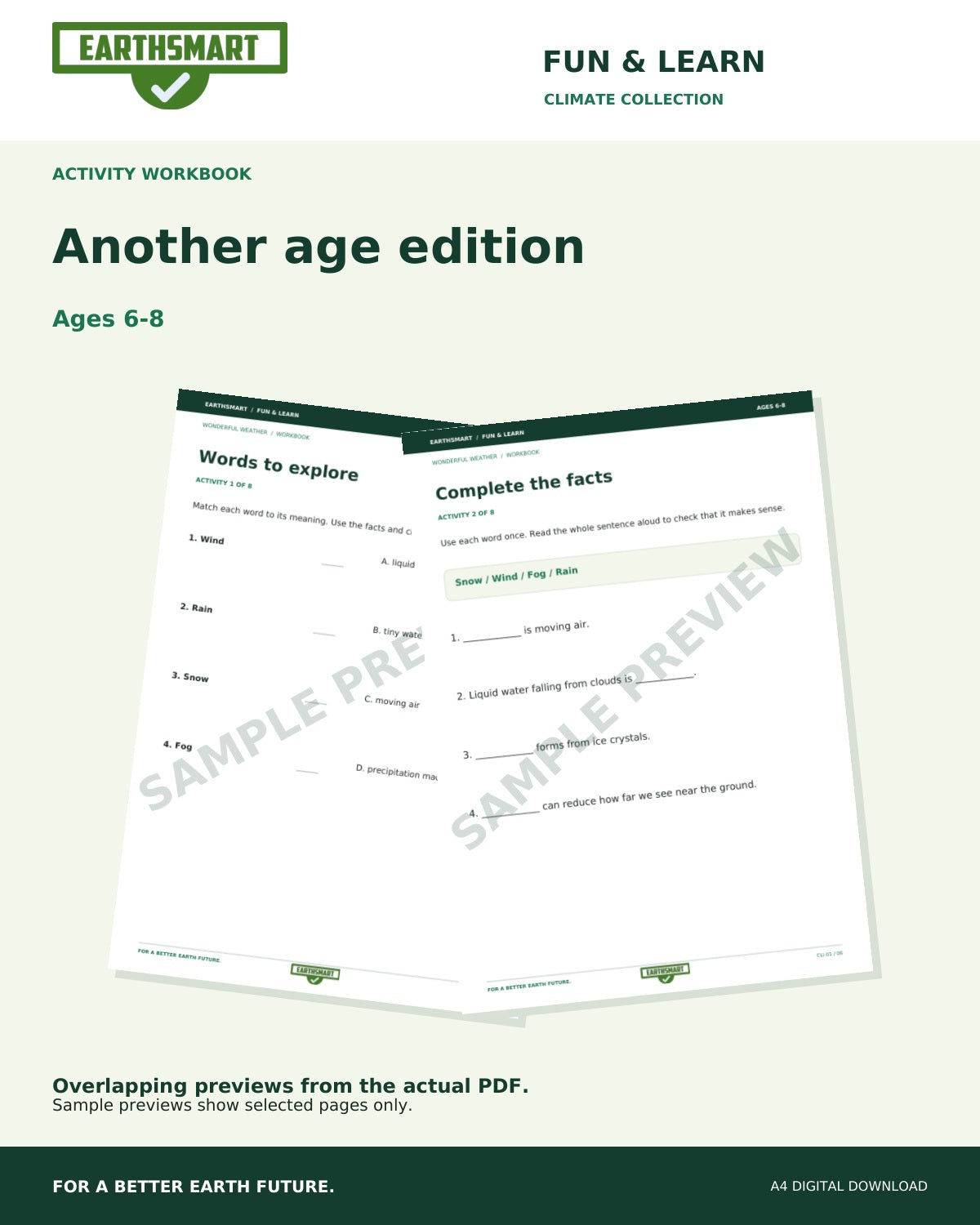 Earthsmart Wonderful Weather Activity Workbook: another age edition, watermarked overlapping samples of the actual PDF