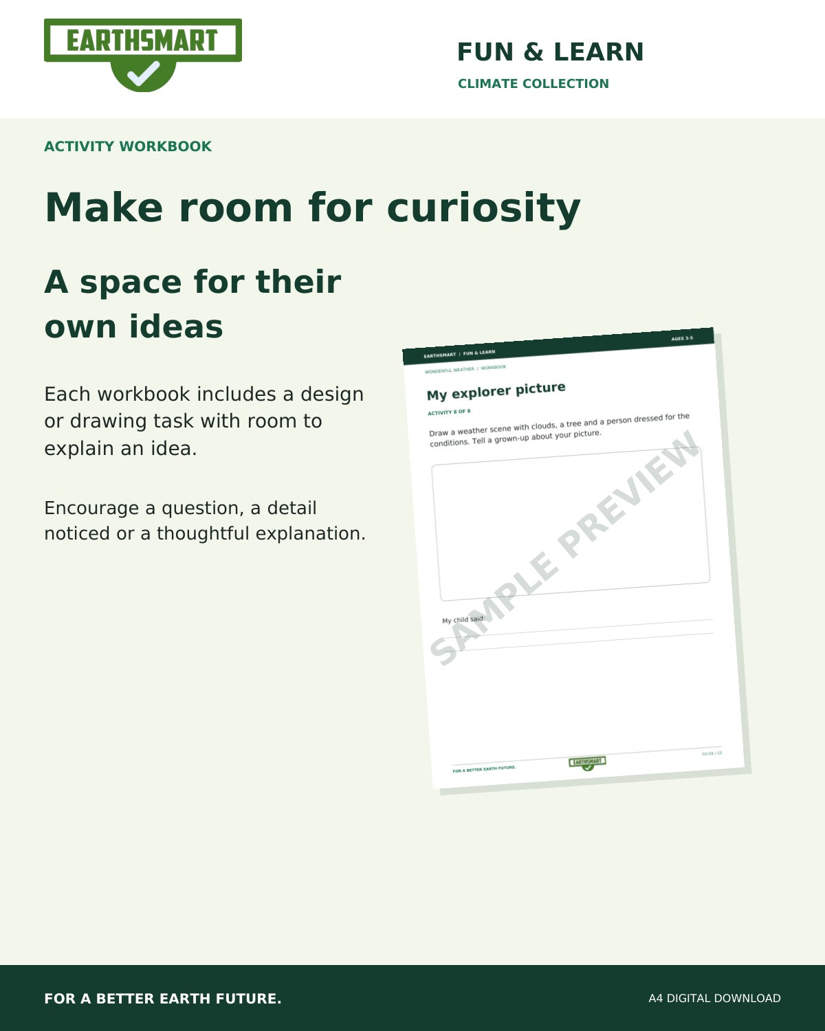 Earthsmart Wonderful Weather Activity Workbook: make room for curiosity