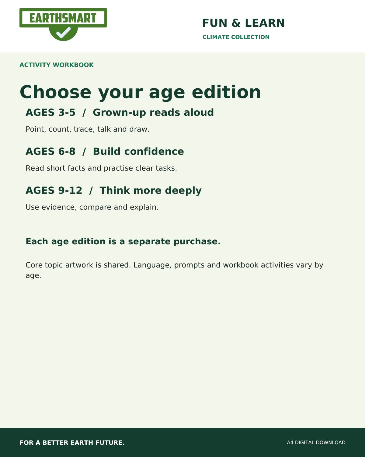 Earthsmart Wonderful Weather Activity Workbook: choose your age edition