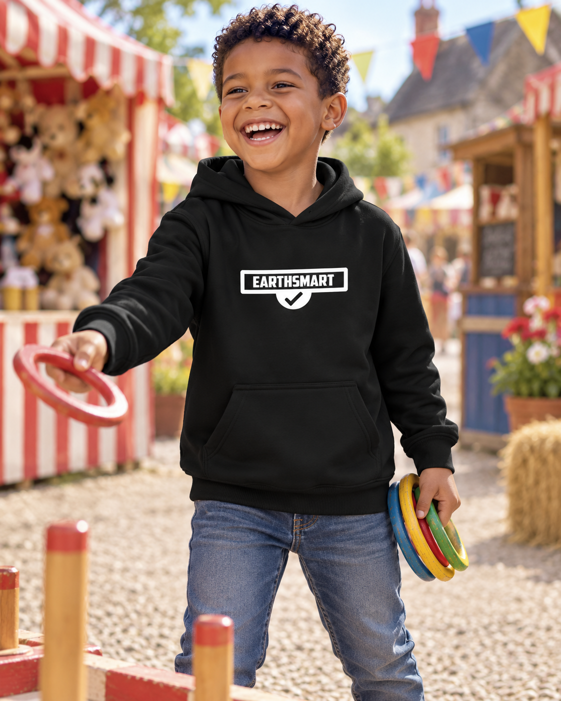 EARTHSMART KIDS HOODIE - ICONIC LOGO - ORGANIC 100% COTTON & RECYCLED POLYSTER. (4 - 12 YEARS).