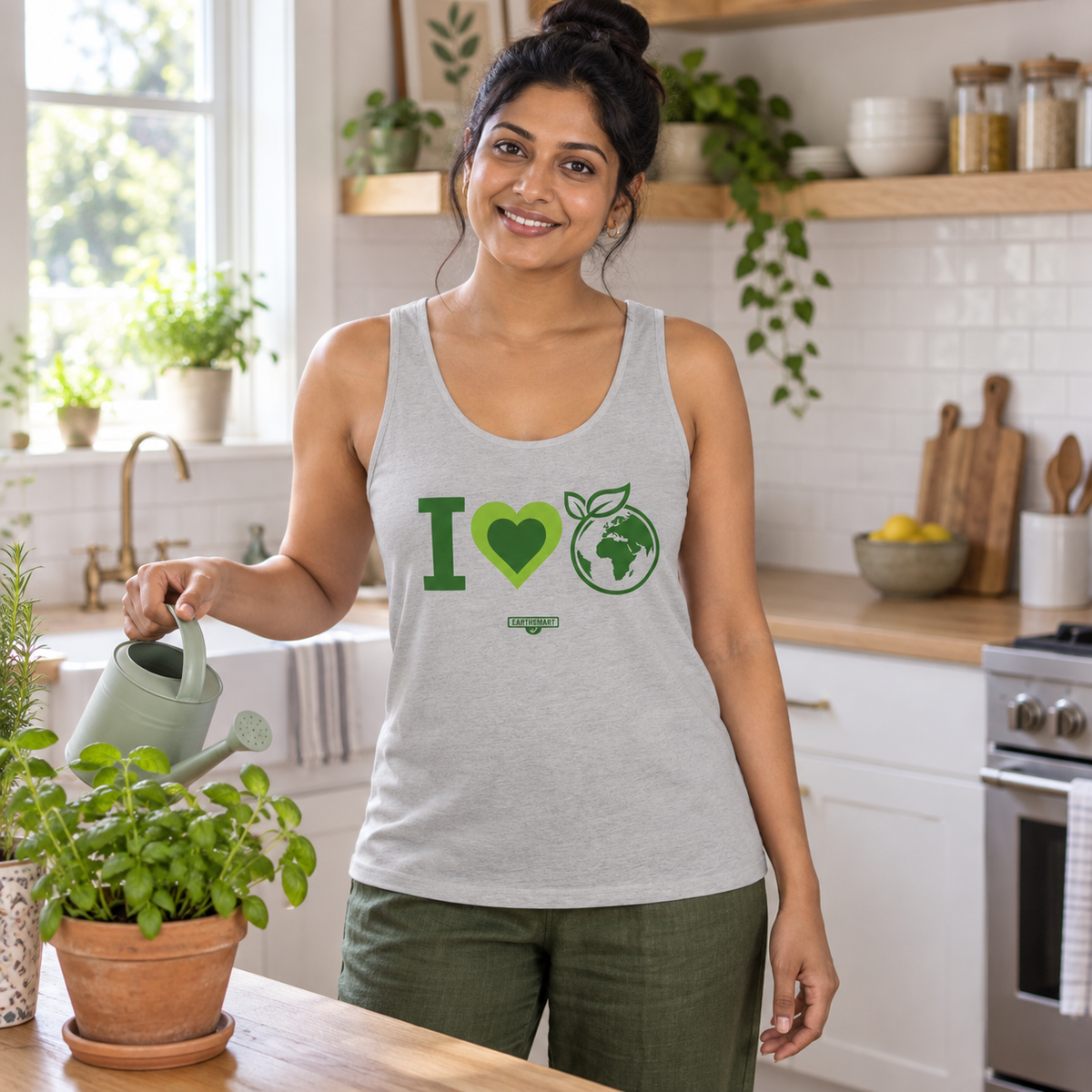 Earthsmart Tank Top - 'i LOVE EARTH'— Eco-Friendly - 100% Cotton.
