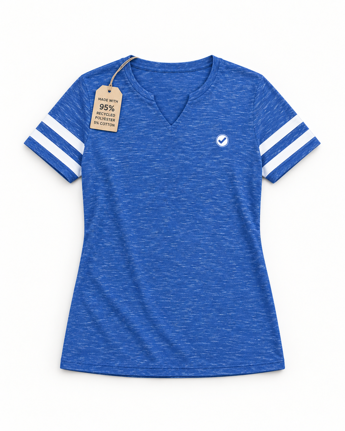 EARTHSMART Emblem  - Monterey V-Neck T-Shirt — ECO TEE - 95% Recycled Polyester & 5% cotton.