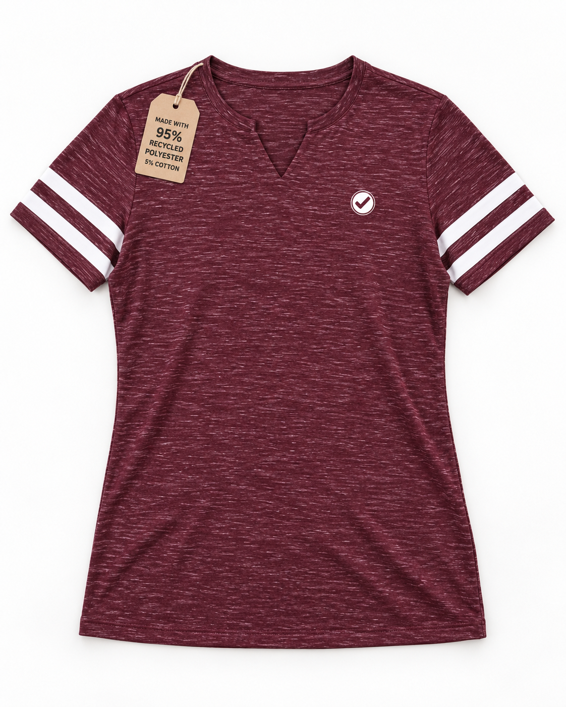 EARTHSMART Emblem  - Monterey V-Neck T-Shirt — ECO TEE - 95% Recycled Polyester & 5% cotton.