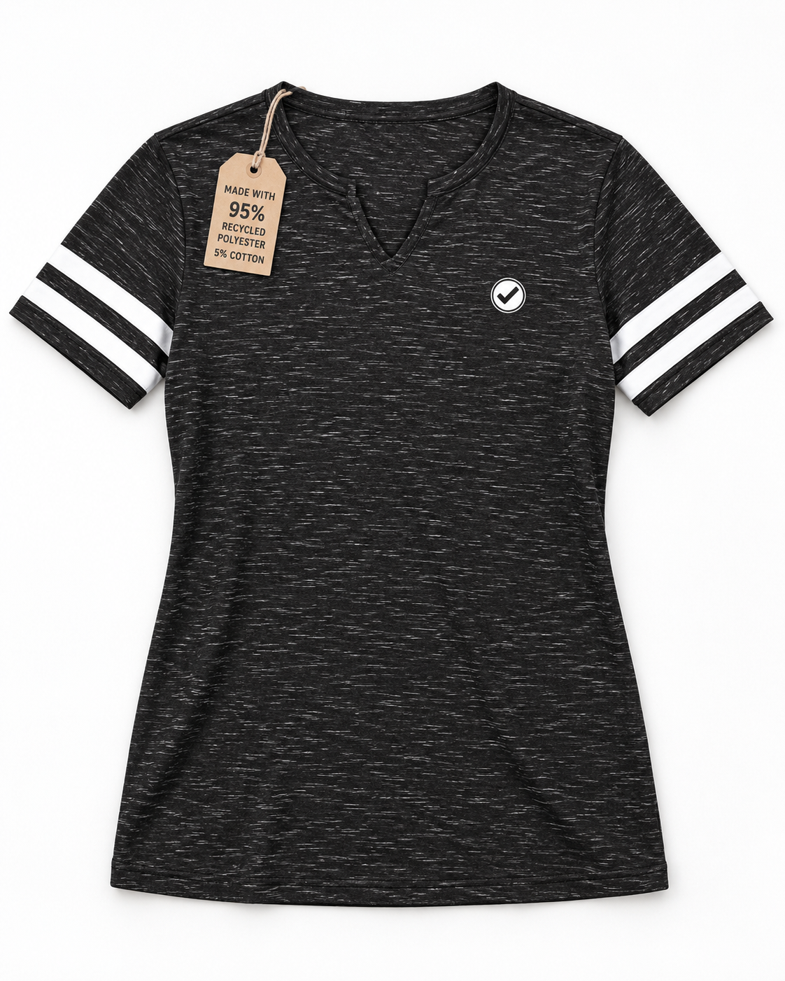 EARTHSMART Emblem  - Monterey V-Neck T-Shirt — ECO TEE - 95% Recycled Polyester & 5% cotton.