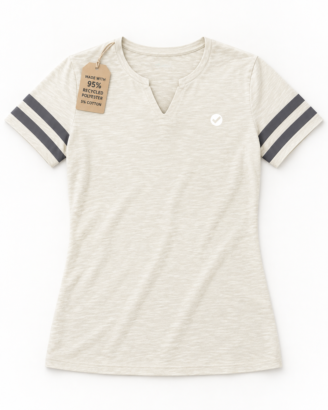 EARTHSMART Emblem  - Monterey V-Neck T-Shirt — ECO TEE - 95% Recycled Polyester & 5% cotton.