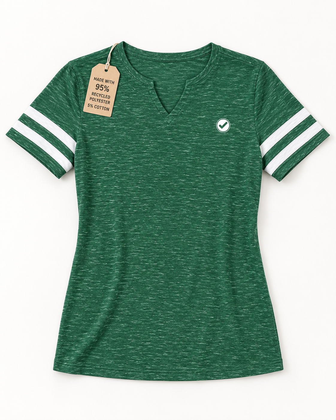EARTHSMART Emblem  - Monterey V-Neck T-Shirt — ECO TEE - 95% Recycled Polyester & 5% cotton.