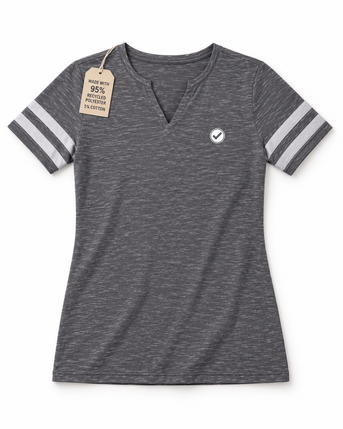 EARTHSMART Emblem  - Monterey V-Neck T-Shirt — ECO TEE - 95% Recycled Polyester & 5% cotton.