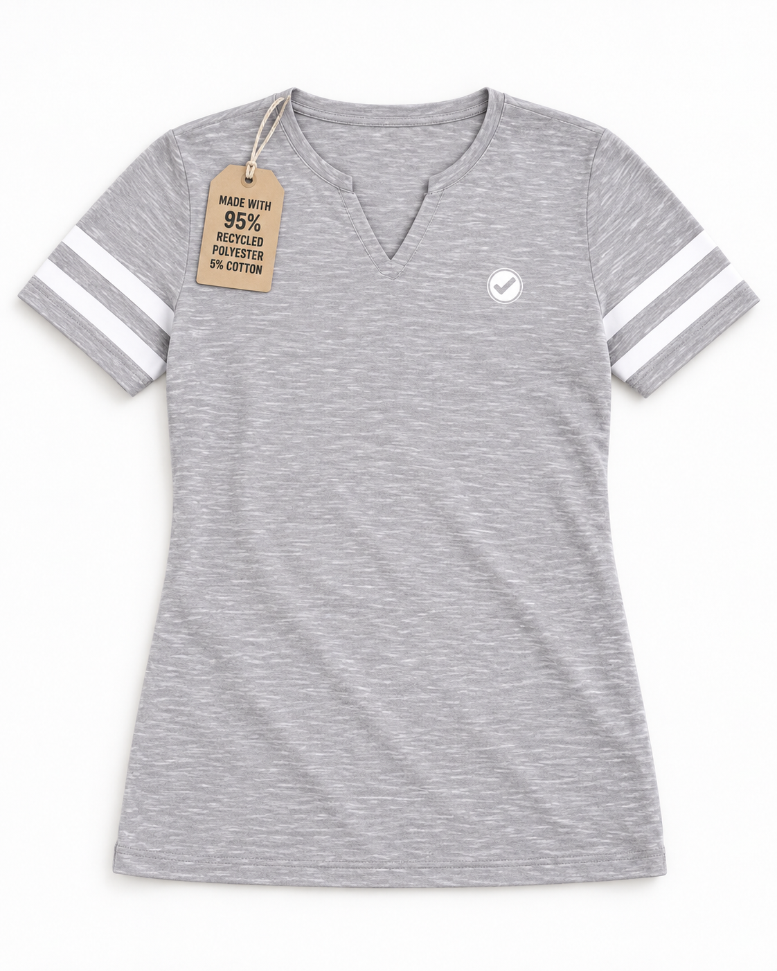 EARTHSMART Emblem  - Monterey V-Neck T-Shirt — ECO TEE - 95% Recycled Polyester & 5% cotton.