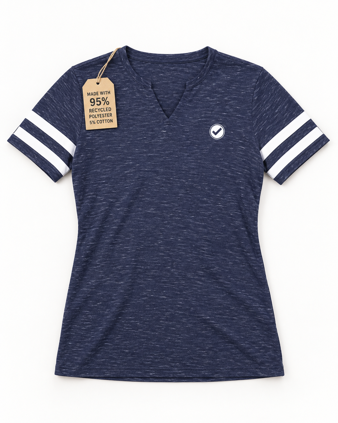 EARTHSMART Emblem  - Monterey V-Neck T-Shirt — ECO TEE - 95% Recycled Polyester & 5% cotton.