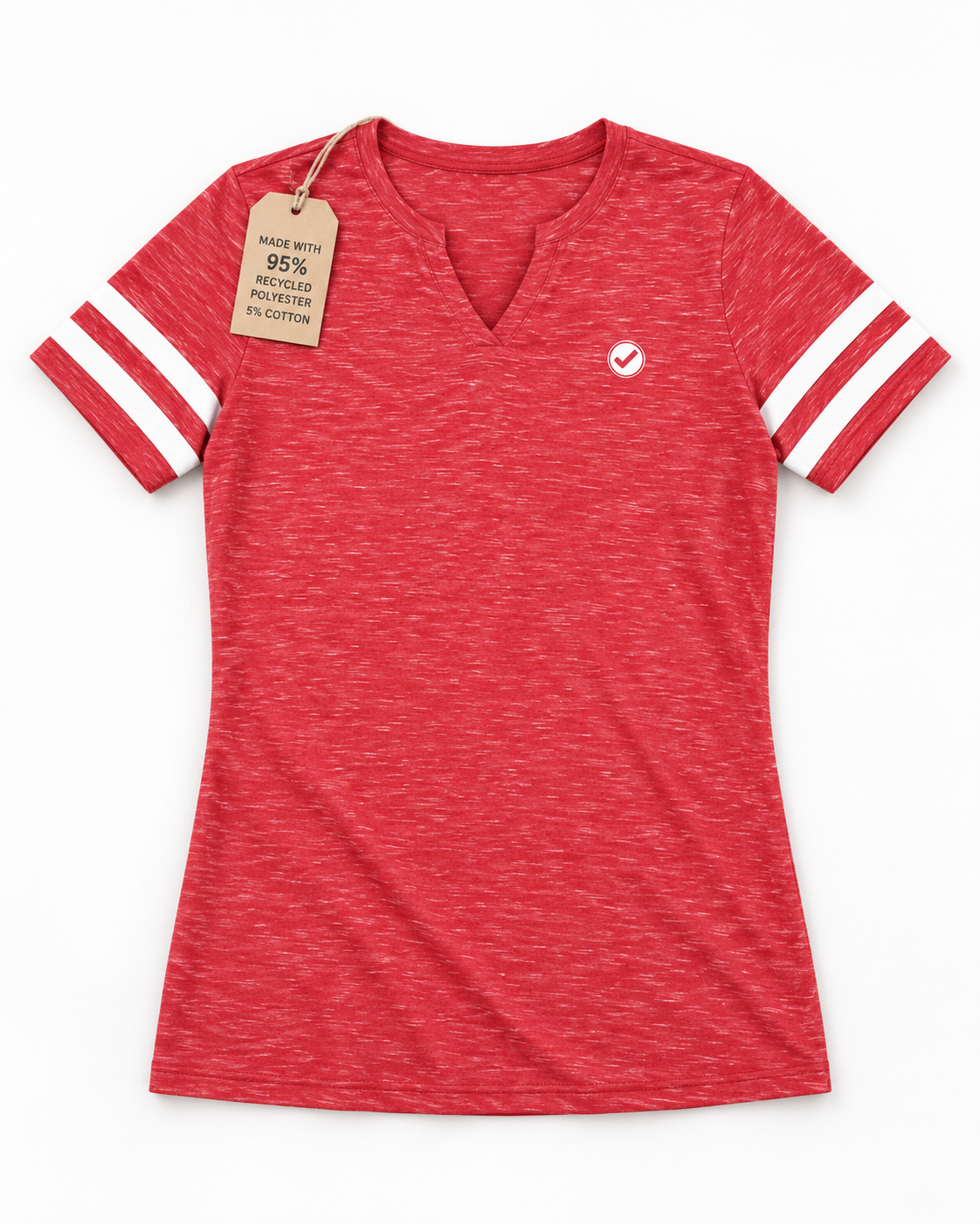 EARTHSMART Emblem  - Monterey V-Neck T-Shirt — ECO TEE - 95% Recycled Polyester & 5% cotton.