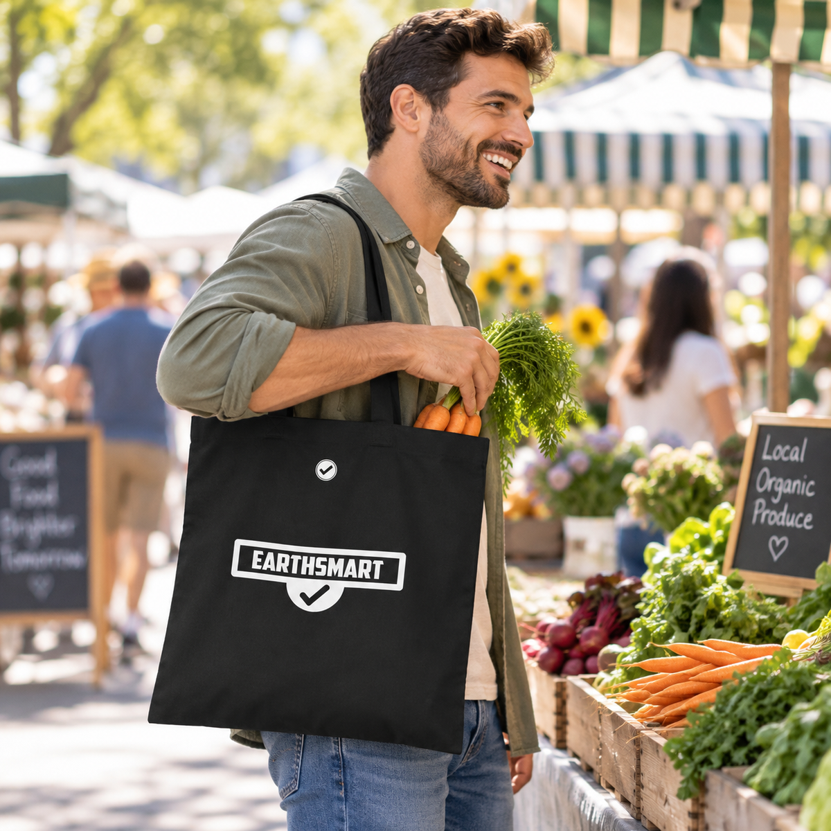 EARTHSMART 'ICONIC' LOGO' TOTE BAG (Limited edition, polar white logo).— (38cm x 42cm).