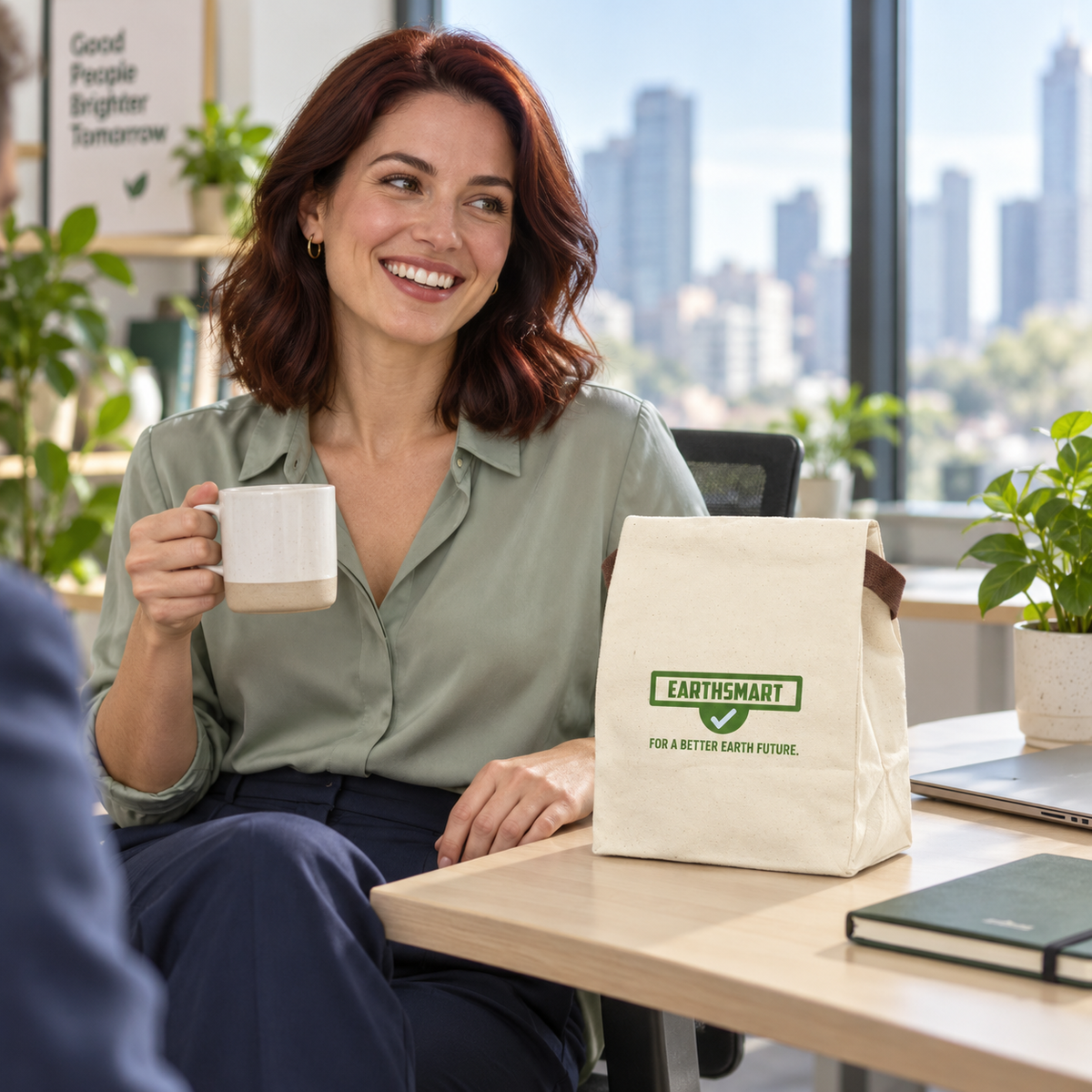 EARTHSMART Eco-Friendly Insulated Lunch Tote with Strap - Canvas Lunch Bag.