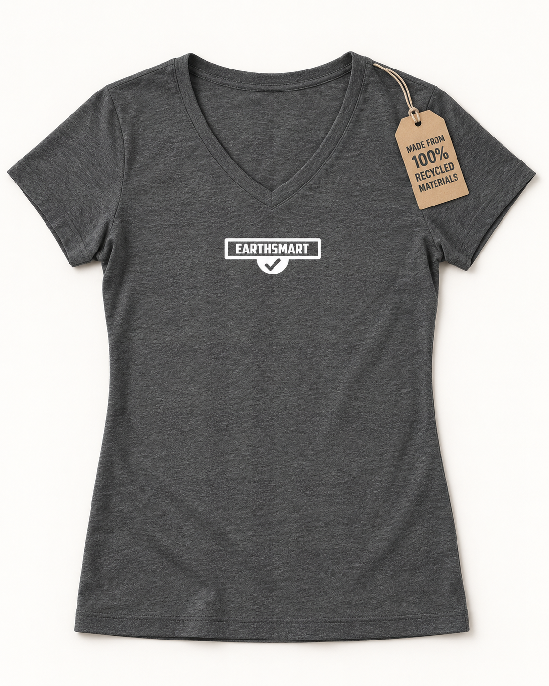 EARTHSMART 'ICONIC LOGO' (Limited edition - polar white logo)  V-Neck Tee — Eco-Friendly 100%  Recycled Blend Tee.