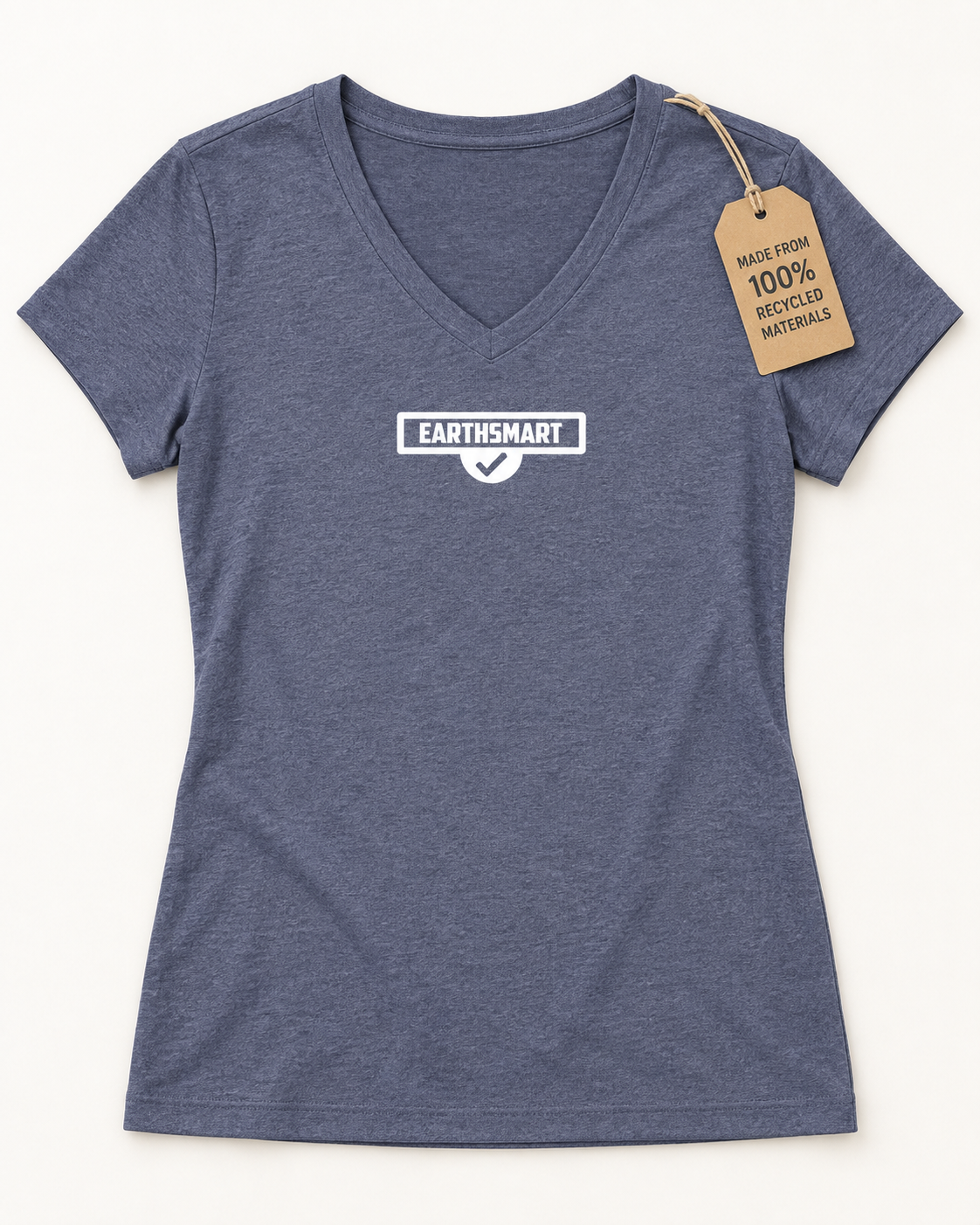 EARTHSMART 'ICONIC LOGO' (Limited edition - polar white logo)  V-Neck Tee — Eco-Friendly 100%  Recycled Blend Tee.