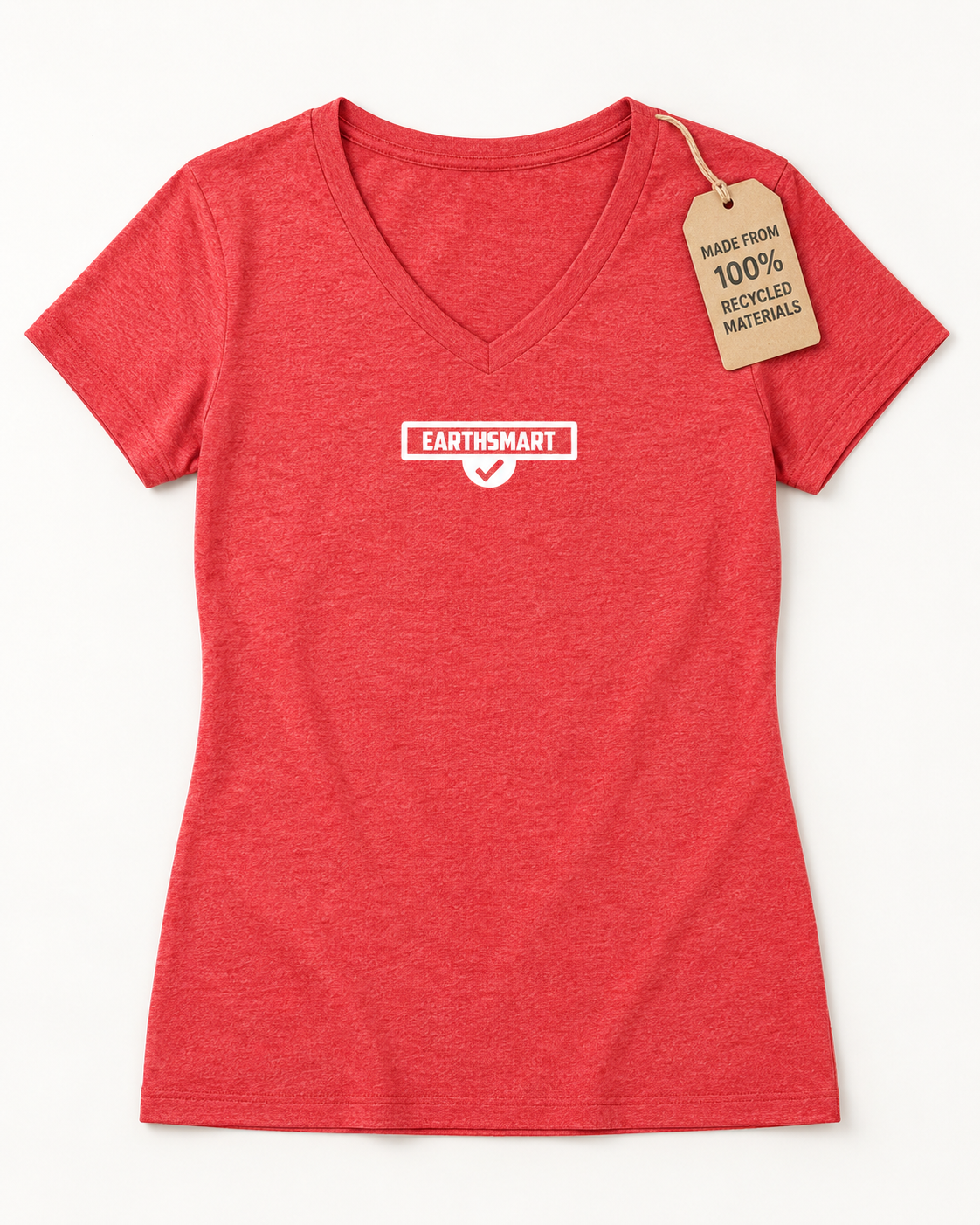 EARTHSMART 'ICONIC LOGO' (Limited edition - polar white logo)  V-Neck Tee — Eco-Friendly 100%  Recycled Blend Tee.