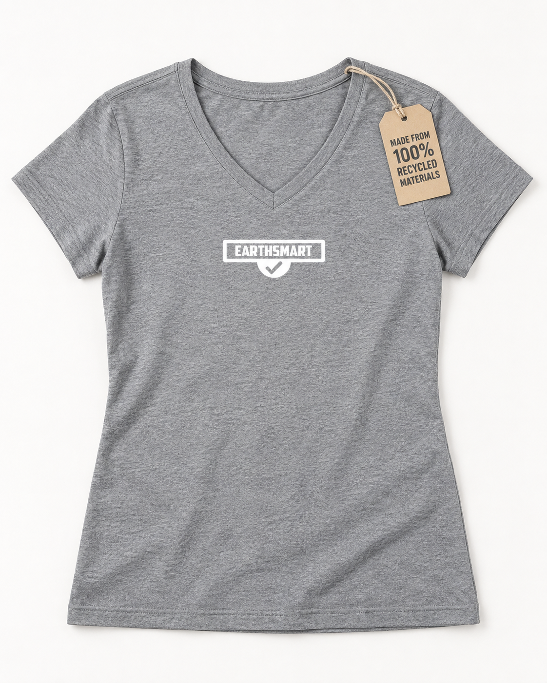 EARTHSMART 'ICONIC LOGO' (Limited edition - polar white logo)  V-Neck Tee — Eco-Friendly 100%  Recycled Blend Tee.