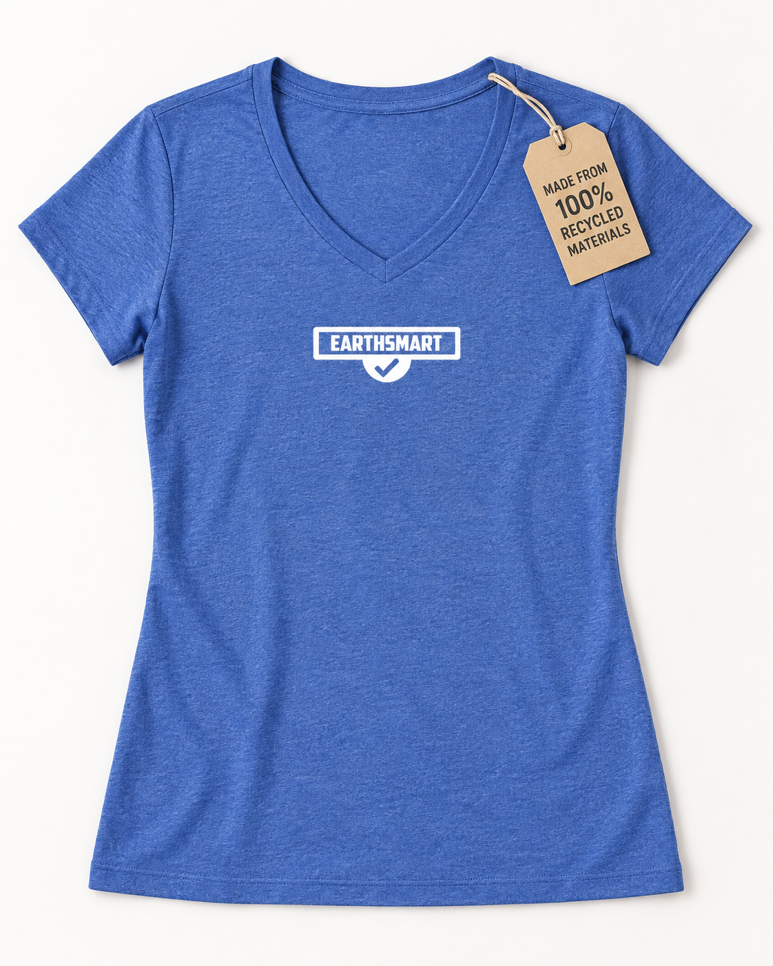 EARTHSMART 'ICONIC LOGO' (Limited edition - polar white logo)  V-Neck Tee — Eco-Friendly 100%  Recycled Blend Tee.